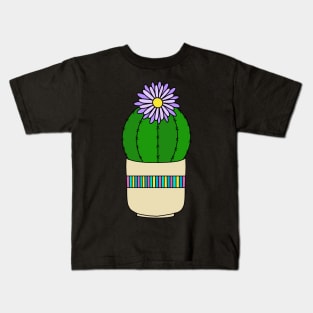 Cute Cactus Design #190: Barrel Cactus With Flower In Nice Pot Kids T-Shirt